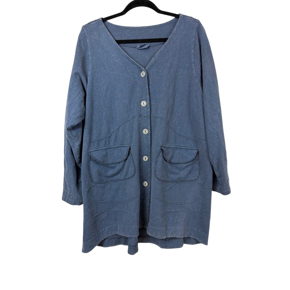 Barclay Blue Button Up Two Front Pockets Stitching Design Shirt Size L XL